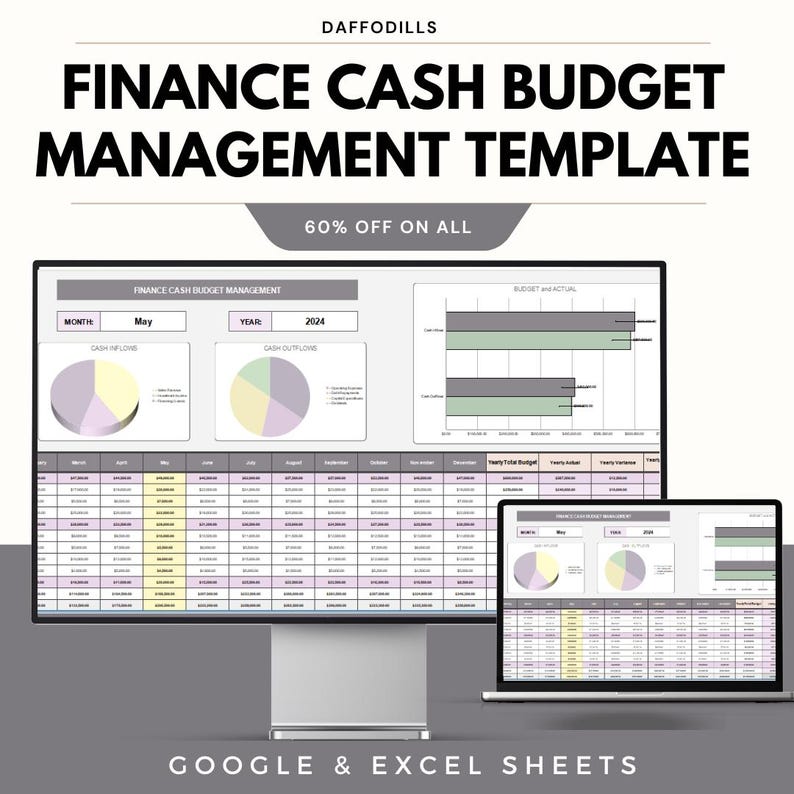 Finance Cash Budget Management Template for Google and Excel | Track ...