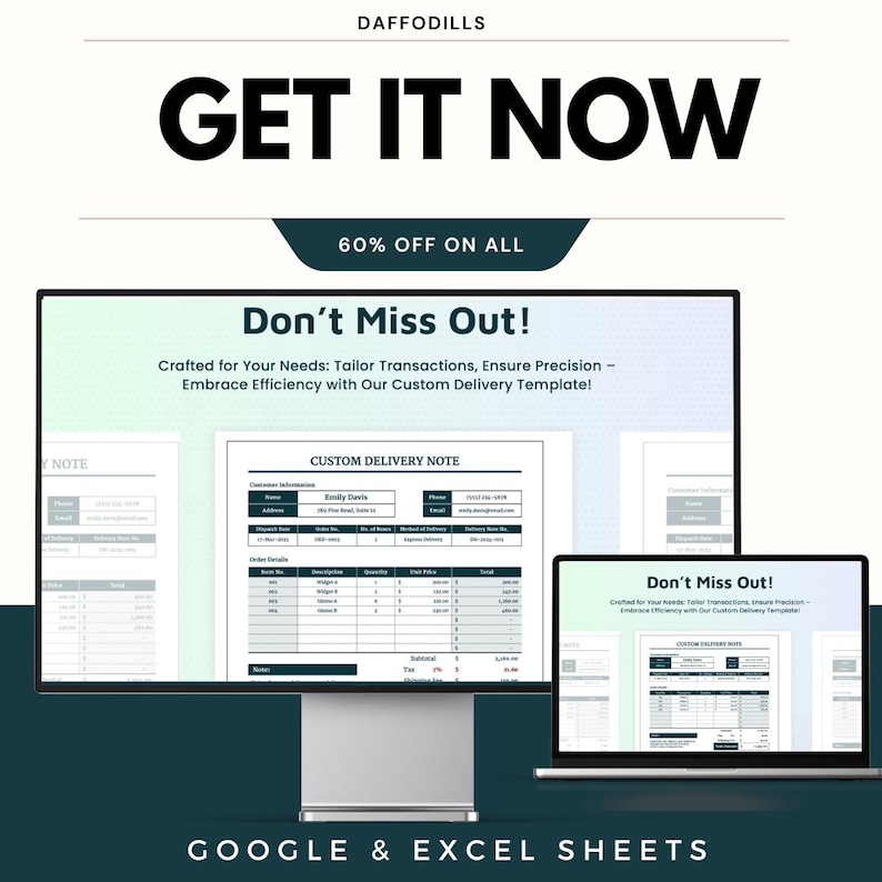 Custom Delivery Note Template - Google & Excel Sheets, Delivery ...