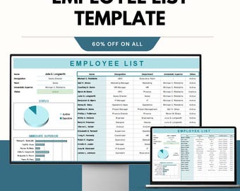 Modelo de lista de funcionários - Planilhas Google e Excel - Ferramenta de gerenciamento e rastreamento de funcionários