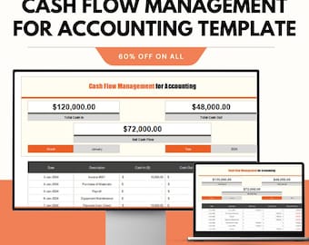 Cash Flow Management for Accounting Template | Google Sheets & Excel | Financial Tracking Tool
