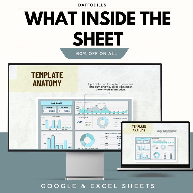 Animated Key Data Dashboard Template for Google and Excel – Dynamic ...