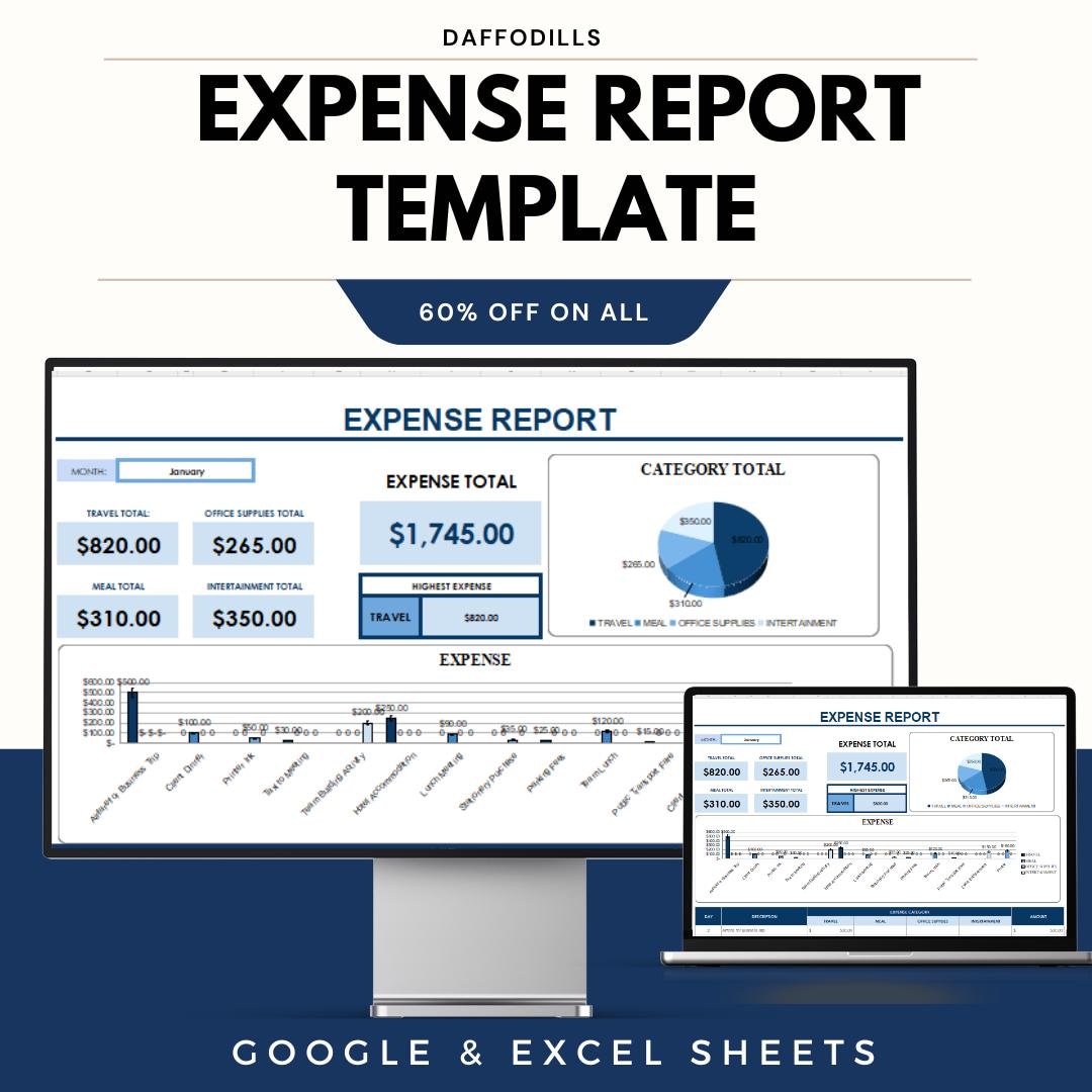 Expense Report Template for Google and Excel Sheets | Track and Manage ...