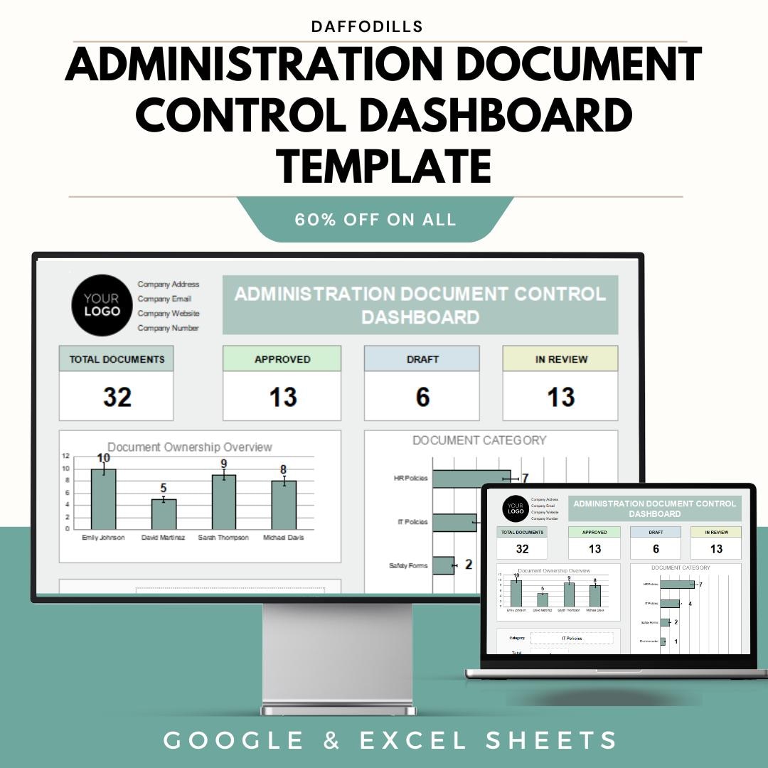 Administration Document Control Dashboard Template - Google & Excel ...