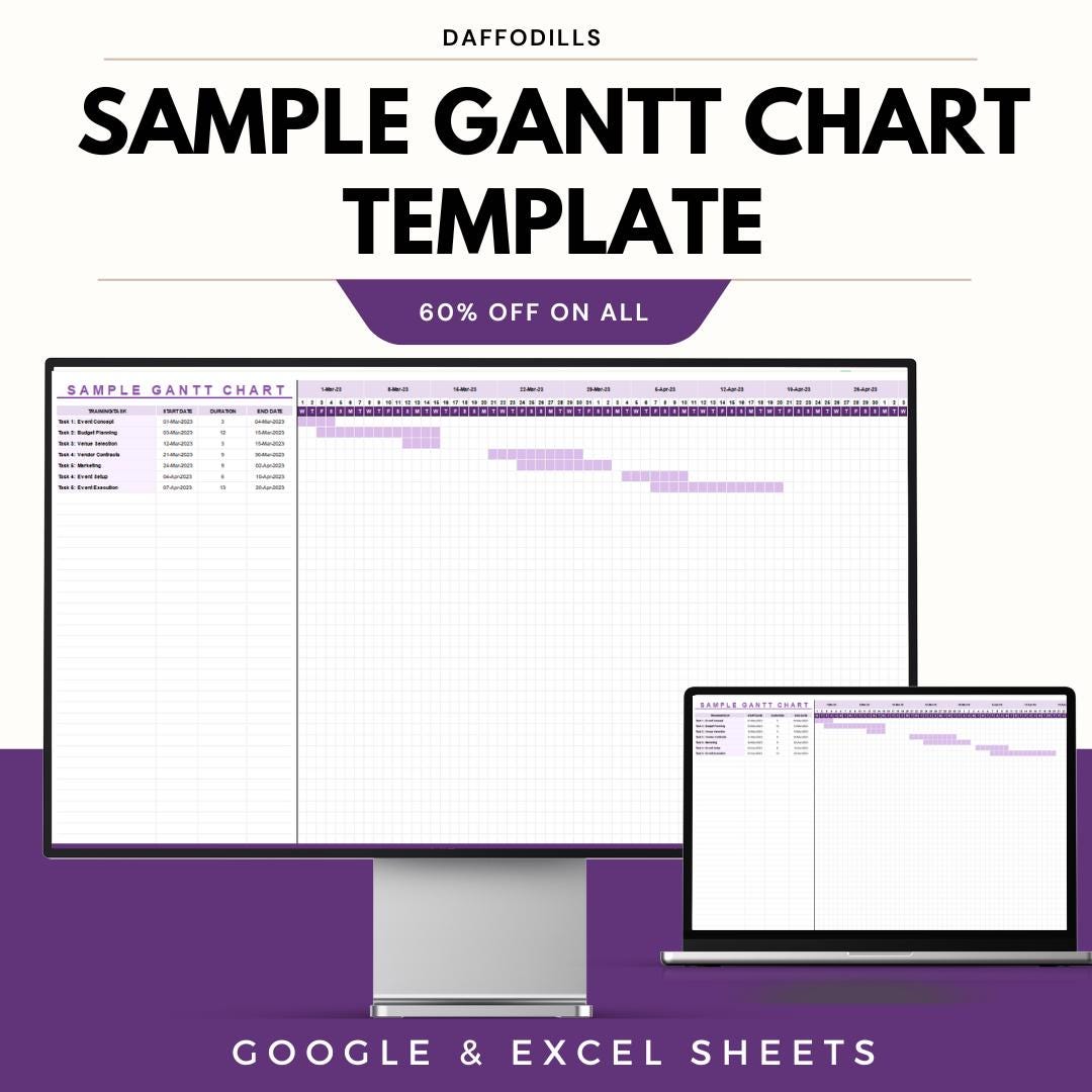 Sample Gantt Chart Template, Project Timeline Planner , Excel & Google ...