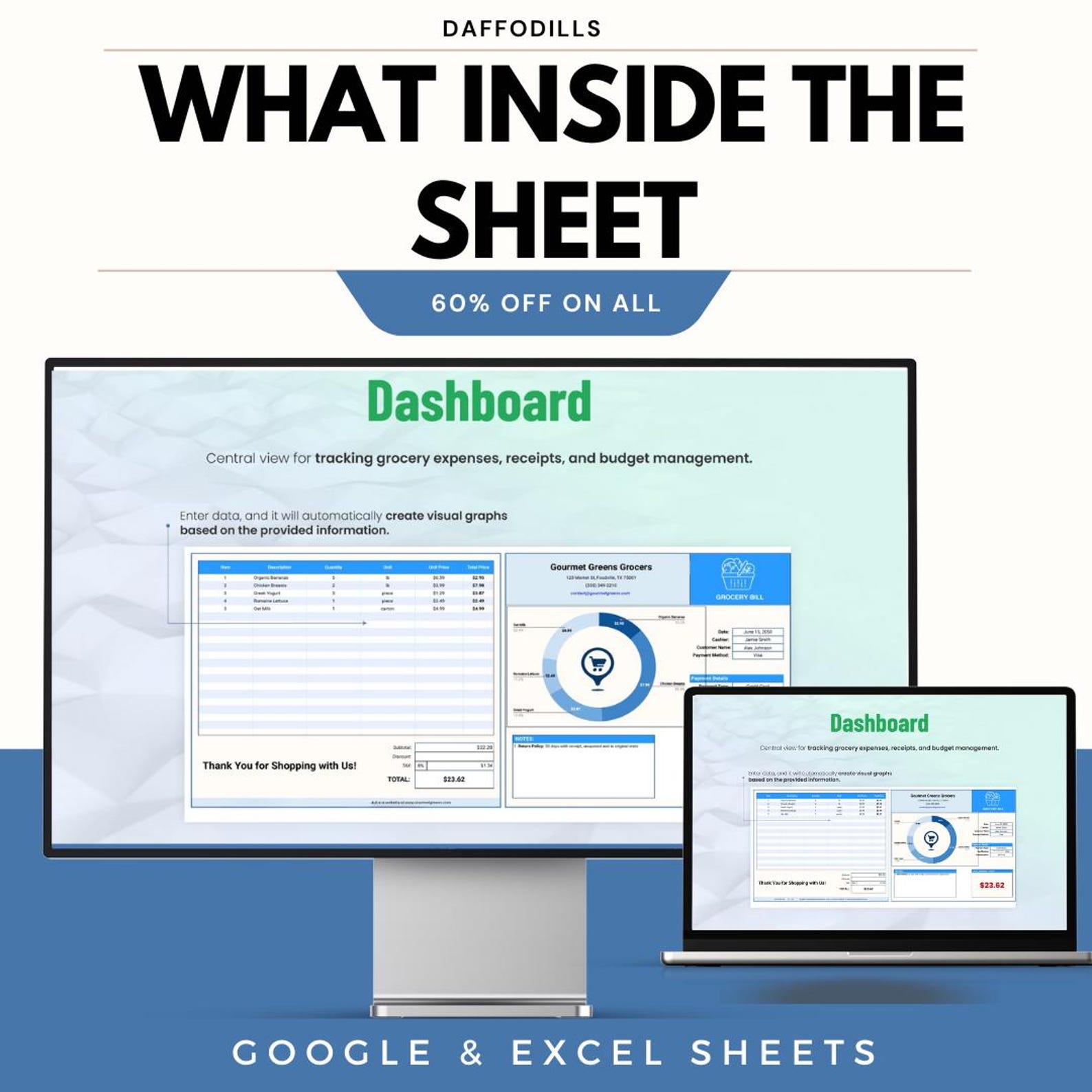 Grocery Bill Template | Google Sheets & Excel Receipt Format | Editable ...