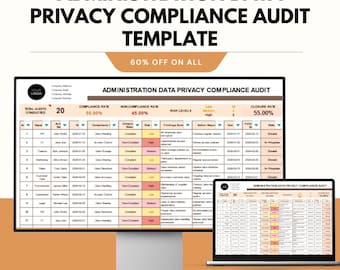 Administration Data Privacy Compliance Audit Template - Google & Excel Sheets - Data Privacy, GDPR, and Regulatory Compliance Checklist