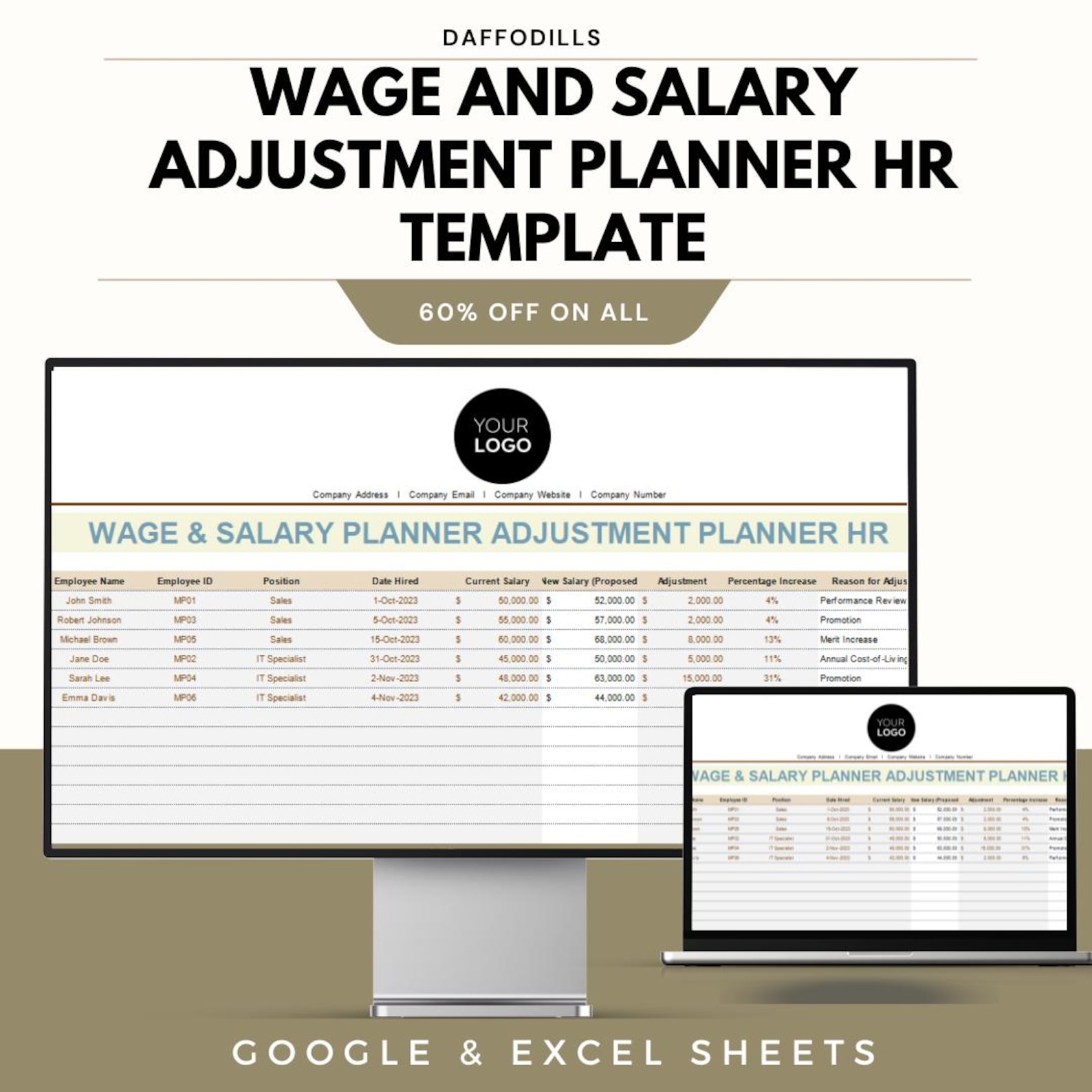 Comp Off Tracker Sample Wage and Salary Adjustment Planner Template, Employee Pay Raise Tracker ...