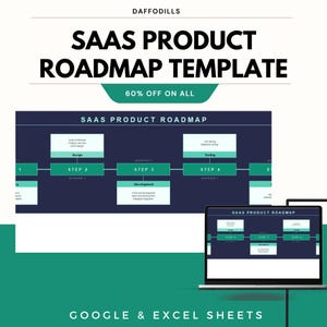 SaaS Product Roadmap Template | Product Roadmap Spreadsheet | Software Development Planner | Excel & Google Sheets | Product Strategy