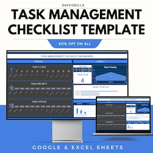 Task Management Checklist Template, Excel & Google Sheets Task Tracker, Project To Do List, Daily Planner Checklist, Productivity Tool