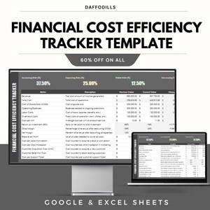 Financial Cost Efficiency Tracker Template | Business Cost Analysis Spreadsheet | Expense Efficiency Dashboard | Excel & Google Sheets |