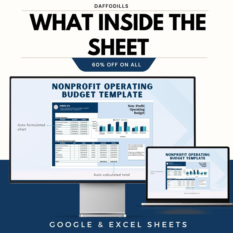 Nonprofit Operating Budget Template | Google Sheets and Excel | Annual ...