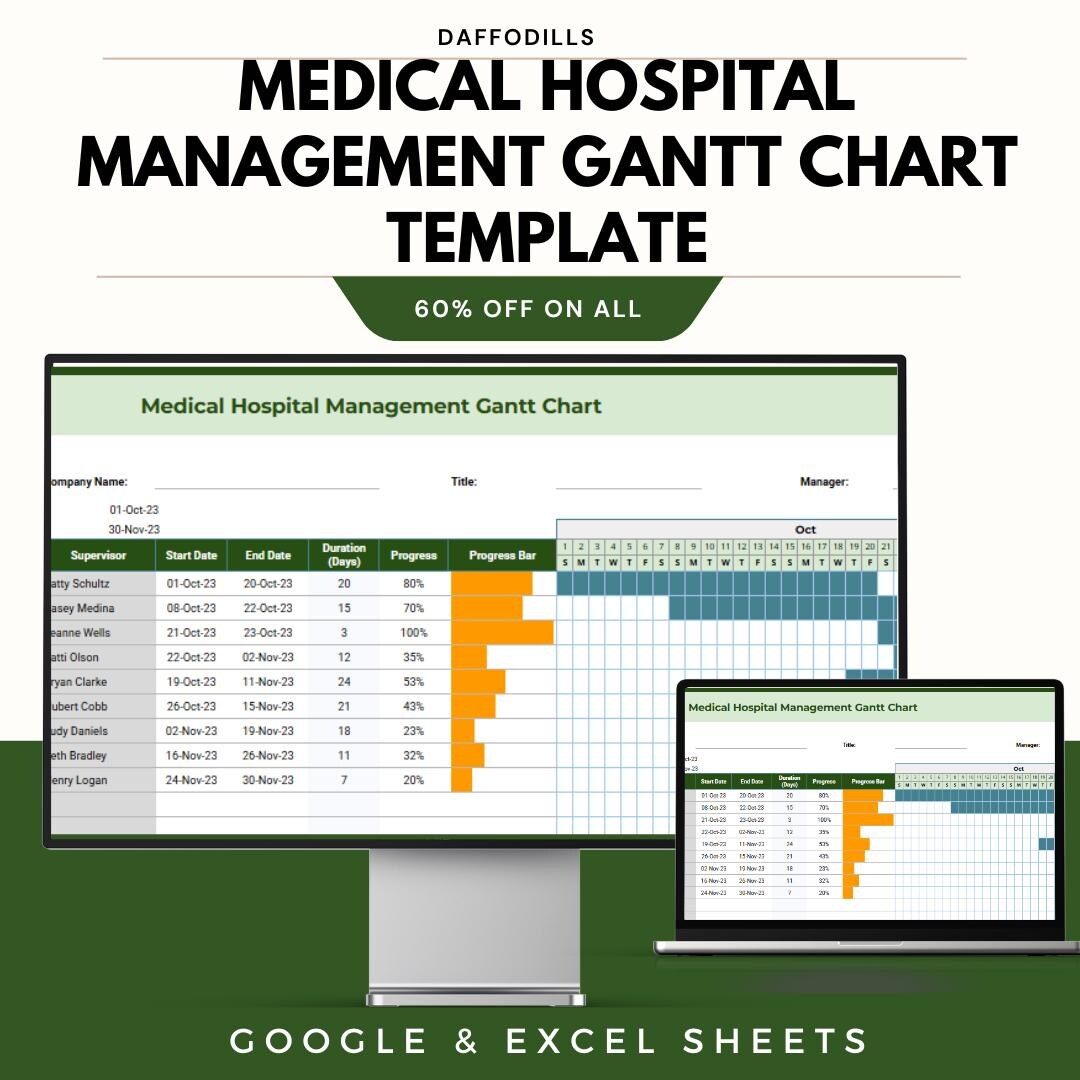 Medical Hospital Management Gantt Chart Template, Healthcare Project ...