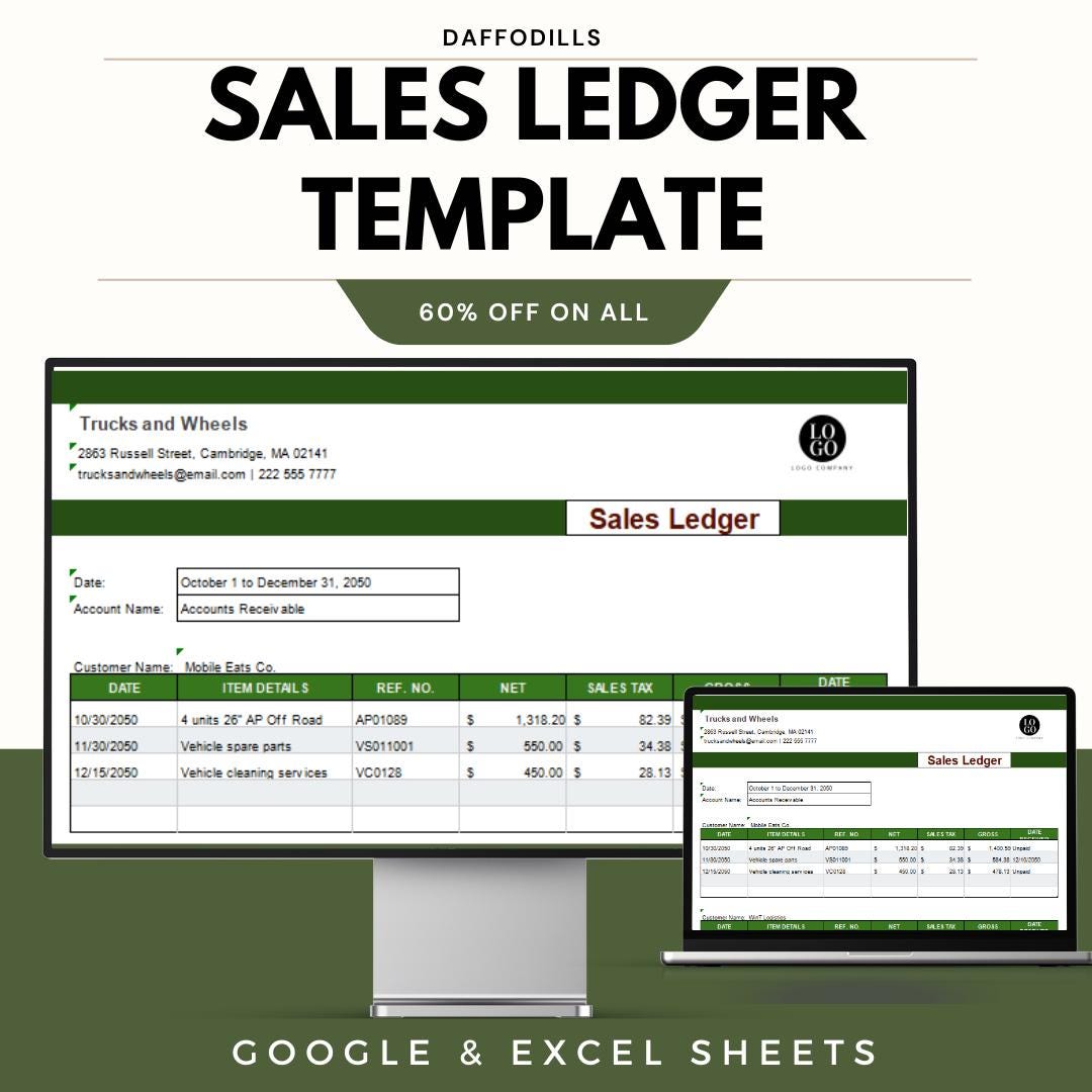 Sales Ledger Template, Excel & Google Sheets Sales Record Tracker ...