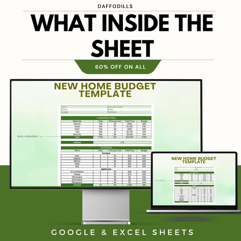 New Home Construction Budget Template, Excel Google Sheets Building ...