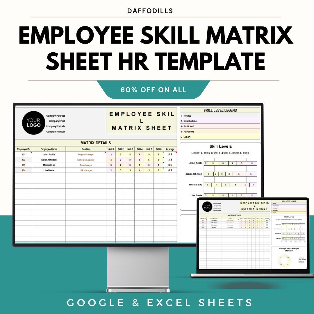 Employee Skill Matrix Sheet HR Template | Google AND Excel Sheets ...