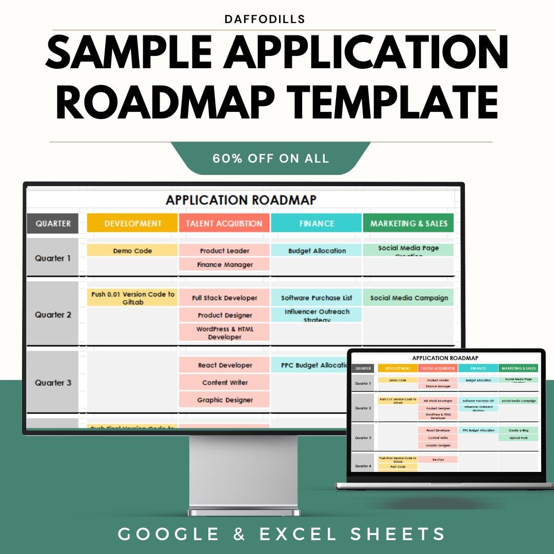 Sample Application Roadmap Template for Google Sheets & Excel - Project ...