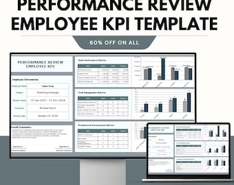 Plantilla de KPI de evaluación de desempeño de empleados / Evaluación del personal y seguimiento de KPI / Hoja de cálculo de Google para Excel de RR. HH.