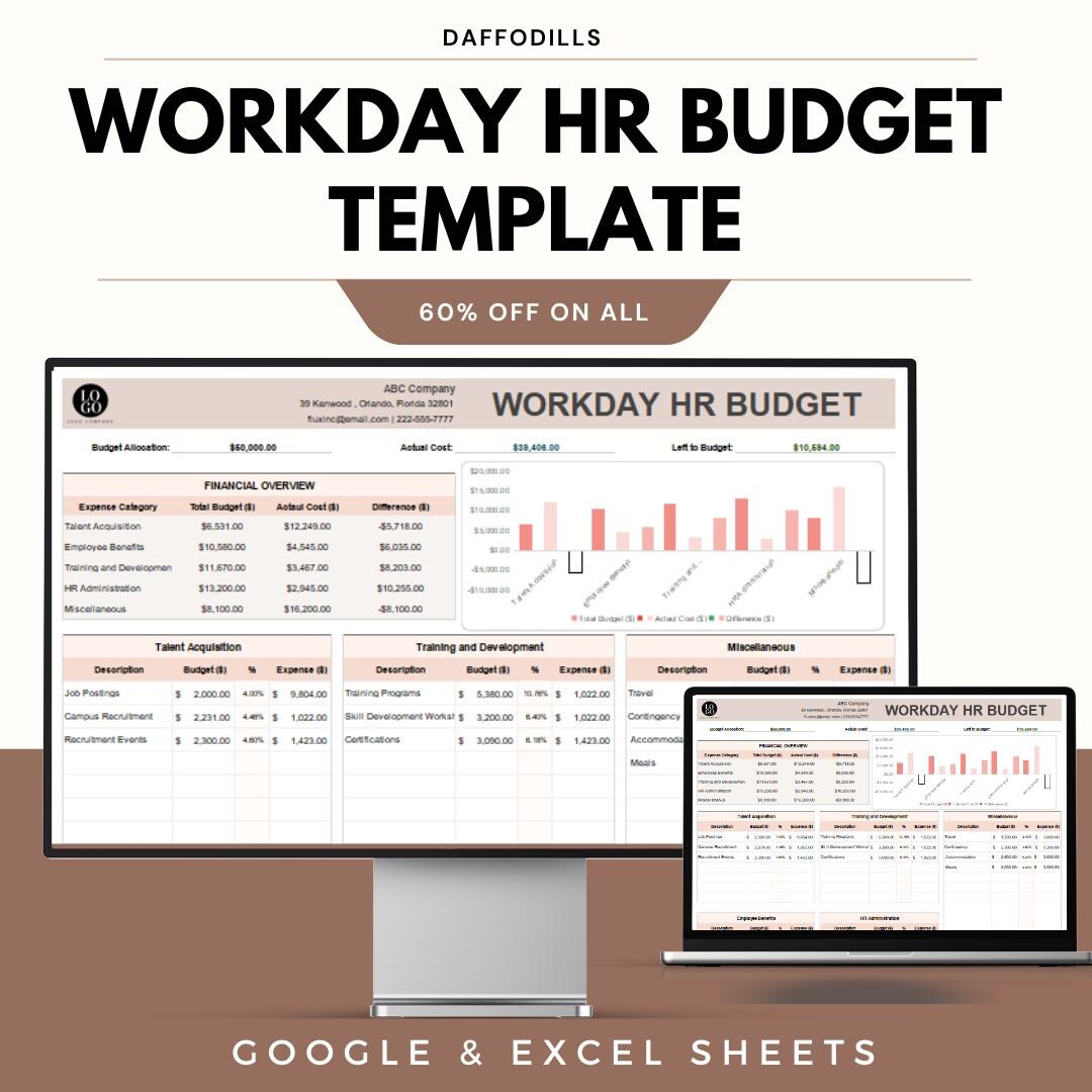 Workday Budget Template, HR Expense Planner Excel, HR Budget Tracker ...