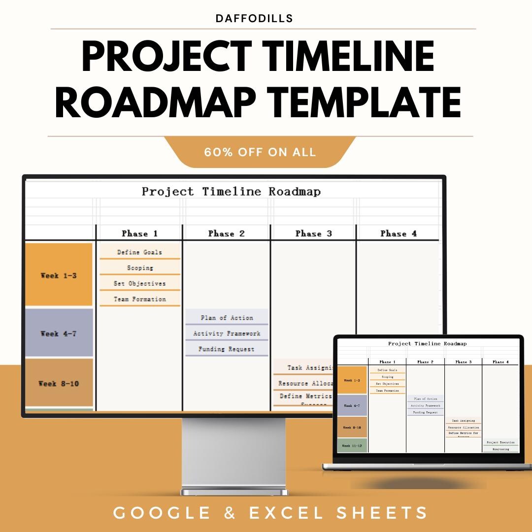 Project Timeline Roadmap Template, Google Sheets & Excel Project ...