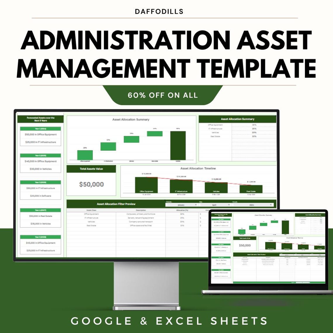 Administration Asset Management Template - Google and Excel Sheets for ...