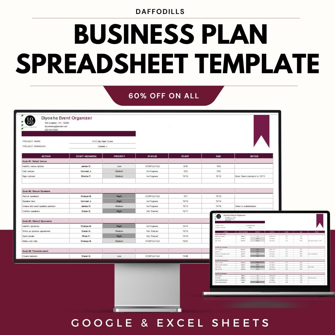 Business Plan Spreadsheet Template – Google & Excel Sheets for Business ...