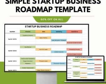 Simple Startup Business Roadmap Template for Google and Excel – Strategic Planning & Milestone Tracker