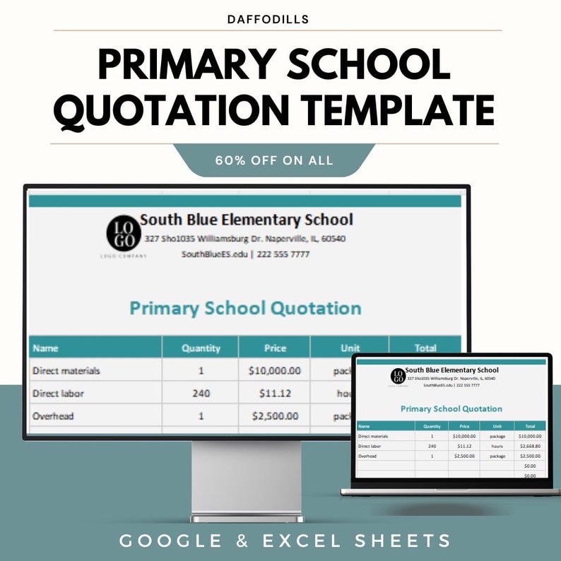 Primary School Quotation Template, Editable School Quote Sheet, Google ...