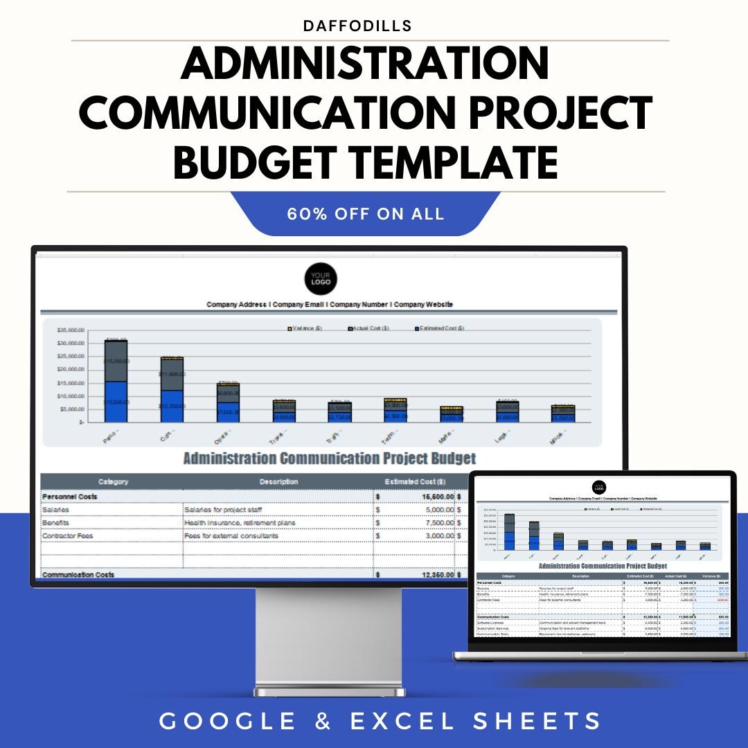 Administration Communication Project Budget Template, Excel & Google ...