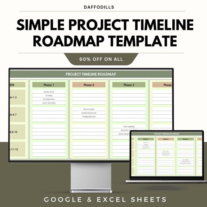 Simple Project Timeline Roadmap Template, Excel & Google Sheets Project ...
