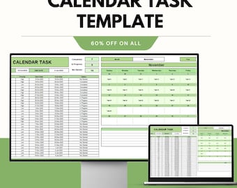Plantilla de calendario, hoja de cálculo de planificación diaria, programador de tareas de Google Sheets, calendario de seguimiento de tareas de Excel