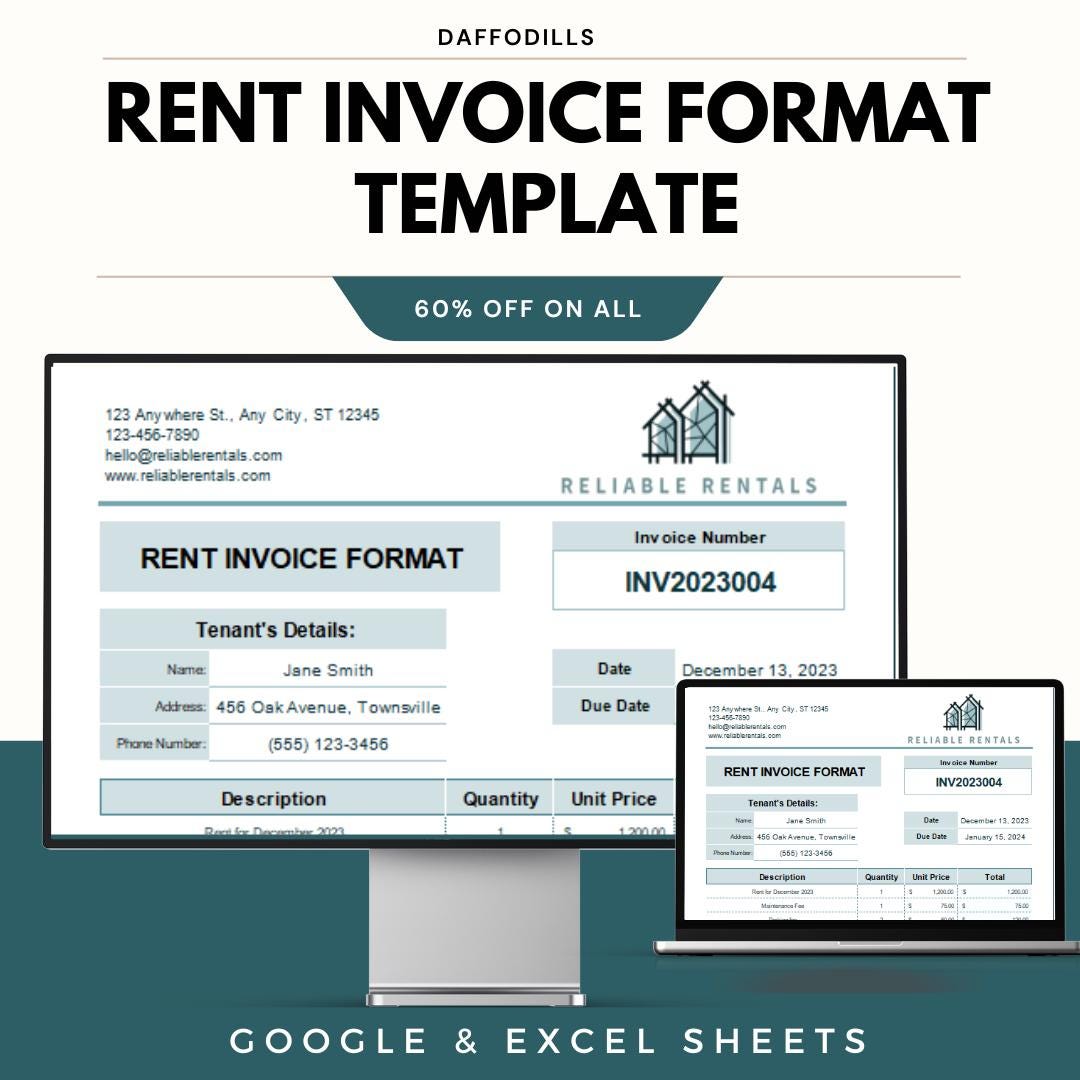 Rent Invoice Format Template, Rental Receipt Template Excel Google ...