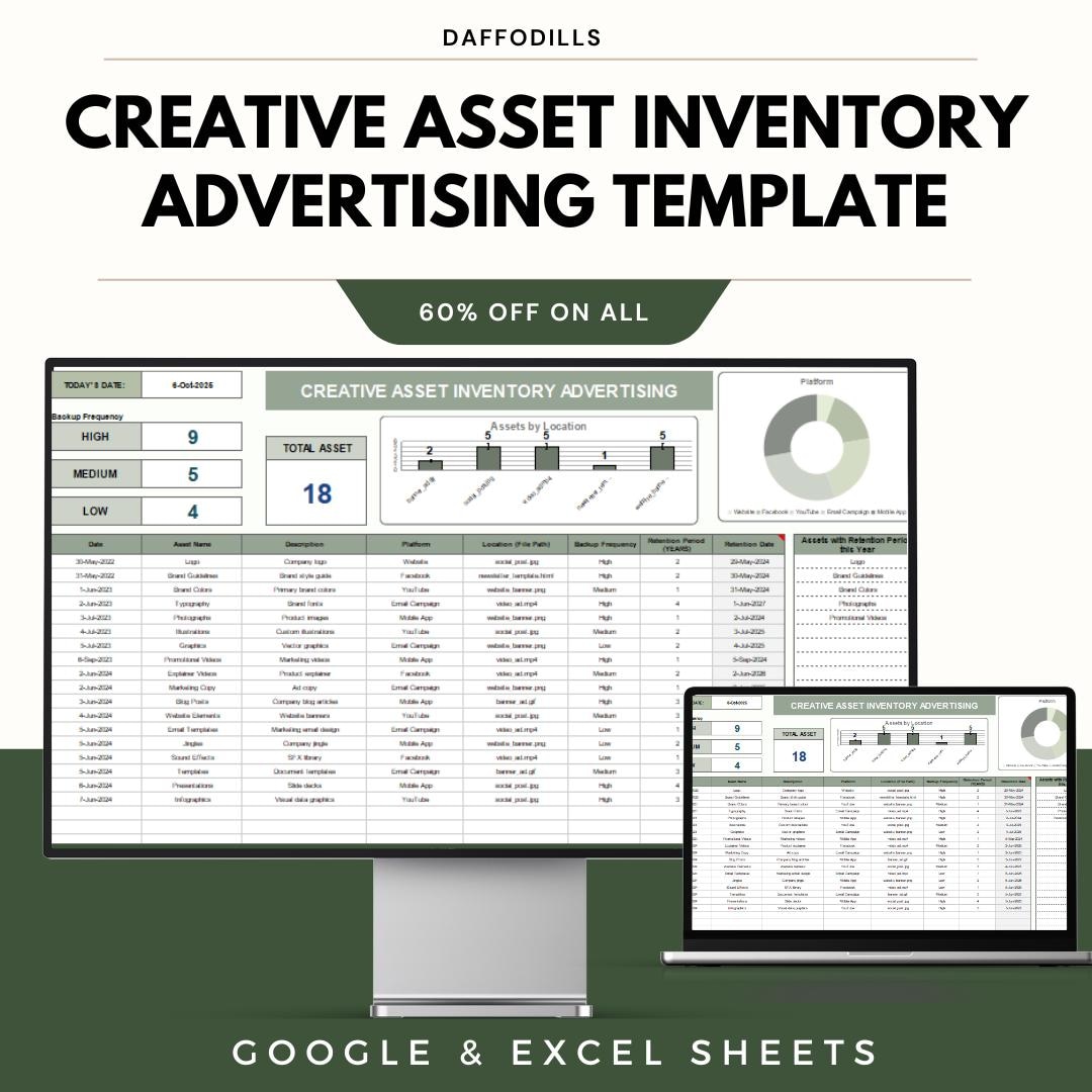 Creative Asset Inventory Advertising Template, Marketing Asset Tracker ...