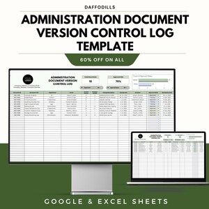 Mall för dokumentversionskontrolllogg, administratörsrevisionsspårare, Excel Google Sheets, ändringslogg, dokumenthanteringsverktyg
