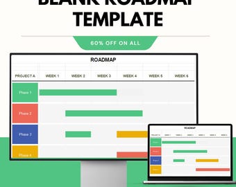 Blank Roadmap Template - Google & Excel Sheets | Weekly Project Planning Template | Customizable for Any Project | Instant Download