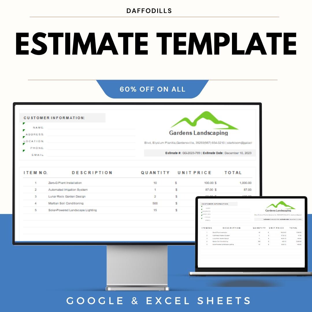 Estimate Template | Google & Excel Sheets | Project Estimate ...