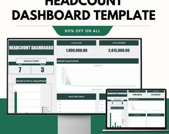 Plantilla de panel de control de personal / Hojas de cálculo de Google y Excel / Seguimiento de empleados y presupuesto