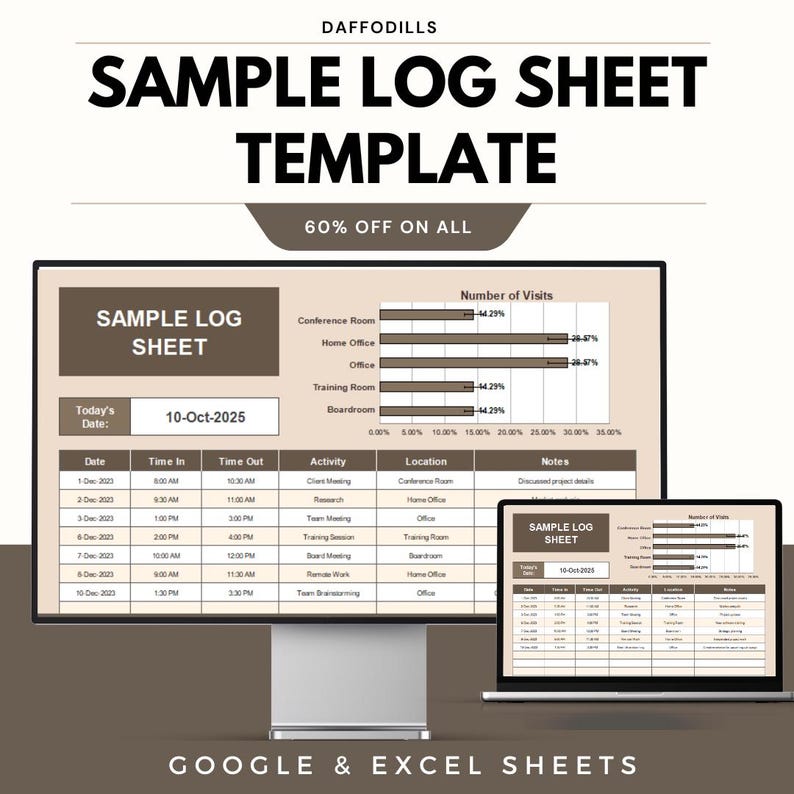 Sample Log Sheet Template, Daily Log Excel, Google Sheets Record ...