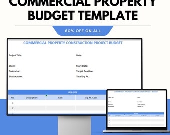 Commercial Property Budget Template, Construction Project Cost Planner, Editable Excel Google Sheets Real Estate Finance