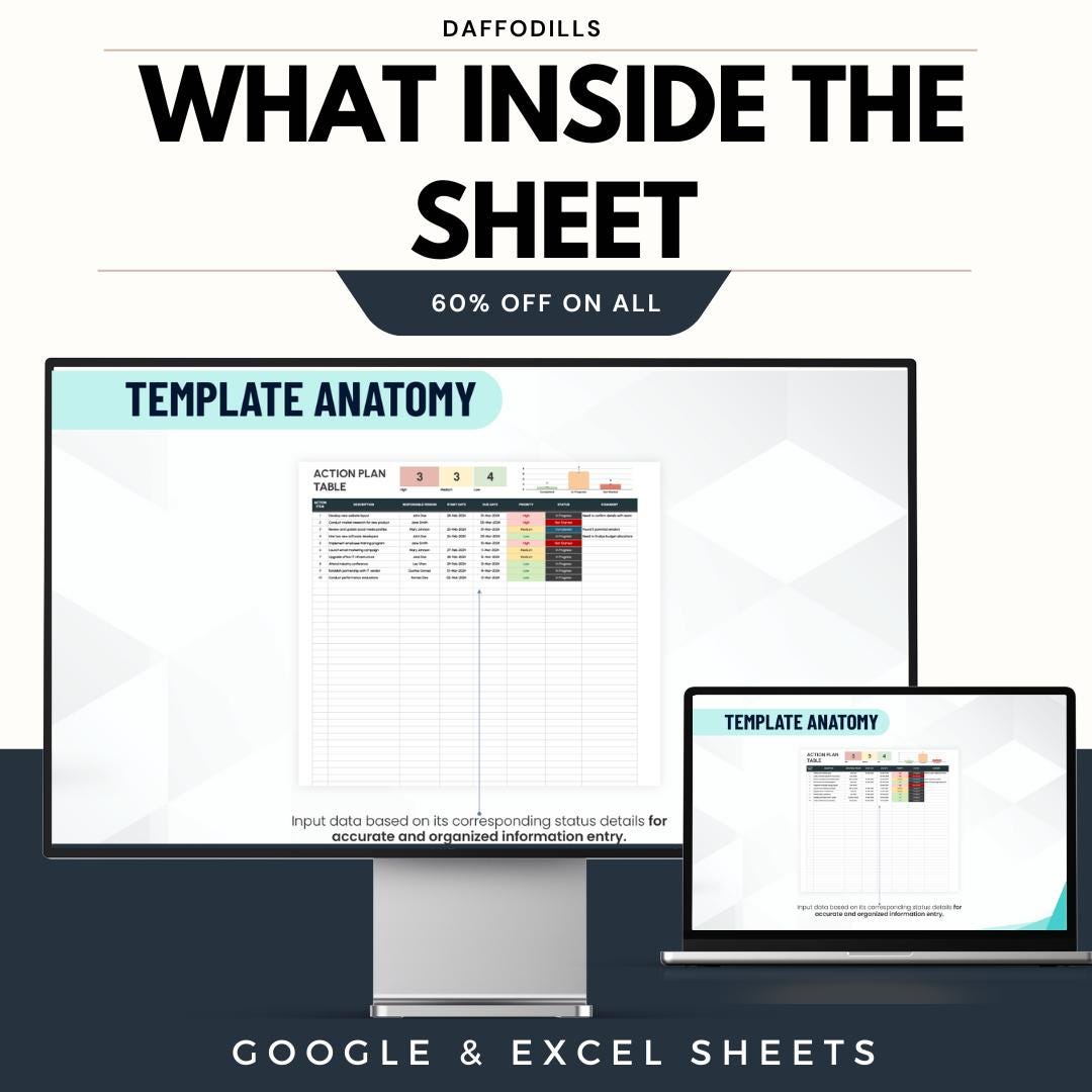 Action Plan Table Template, Project Task Tracker, Google Sheets & Excel ...