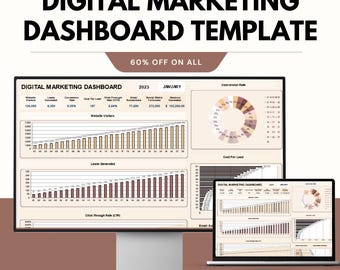 Plantilla de panel de marketing digital: Hojas de cálculo de Google y Excel para análisis de marketing