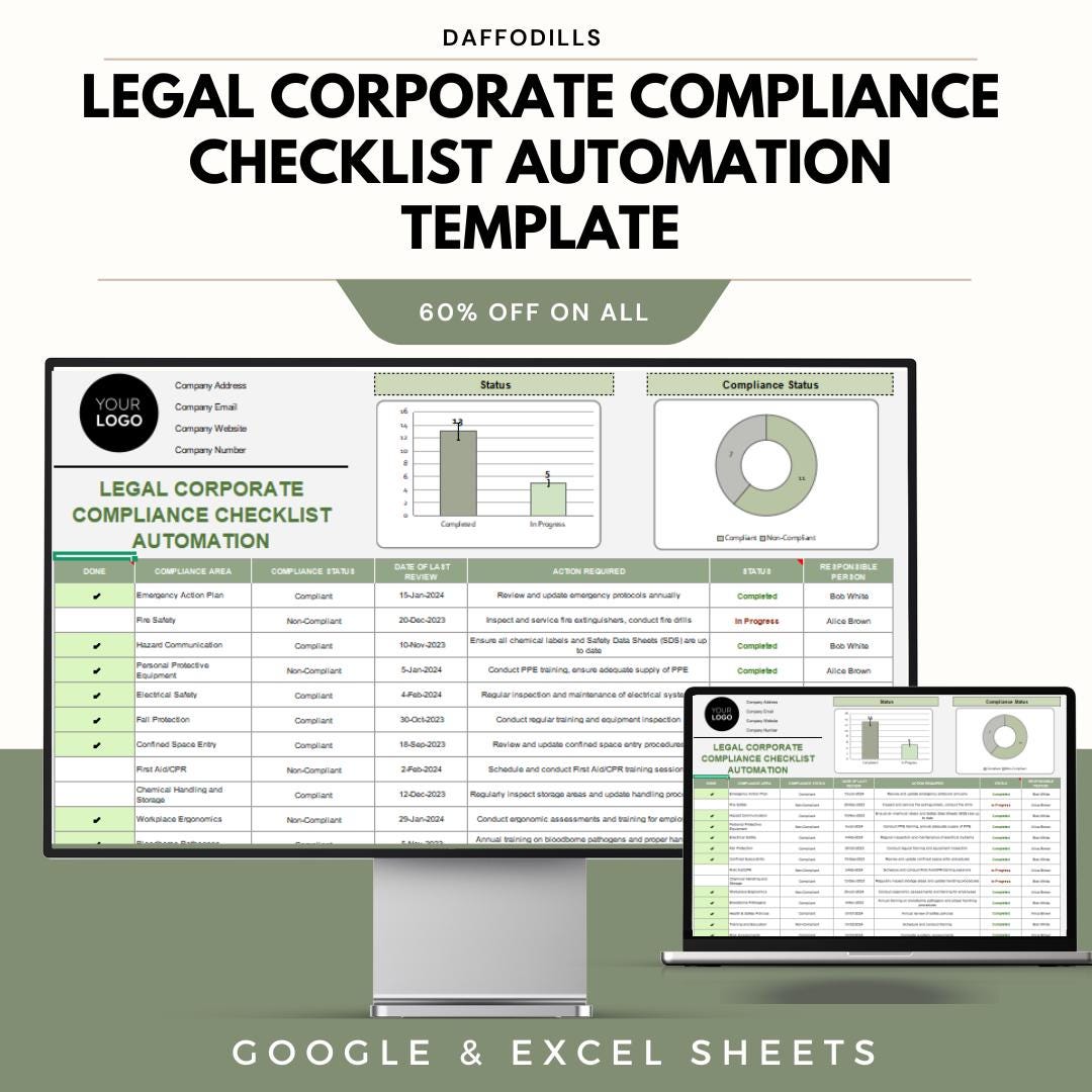Legal Corporate Compliance Checklist Automation Template, Compliance ...