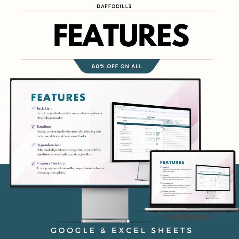 Gantt Chart Template, Project Management Planner, Excel Timeline Sheet ...