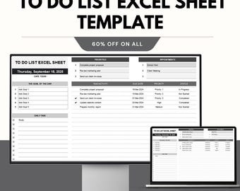 Plantilla de hoja de Excel con lista de tareas pendientes: organiza tareas y prioriza con Google y hojas de cálculo de Excel.