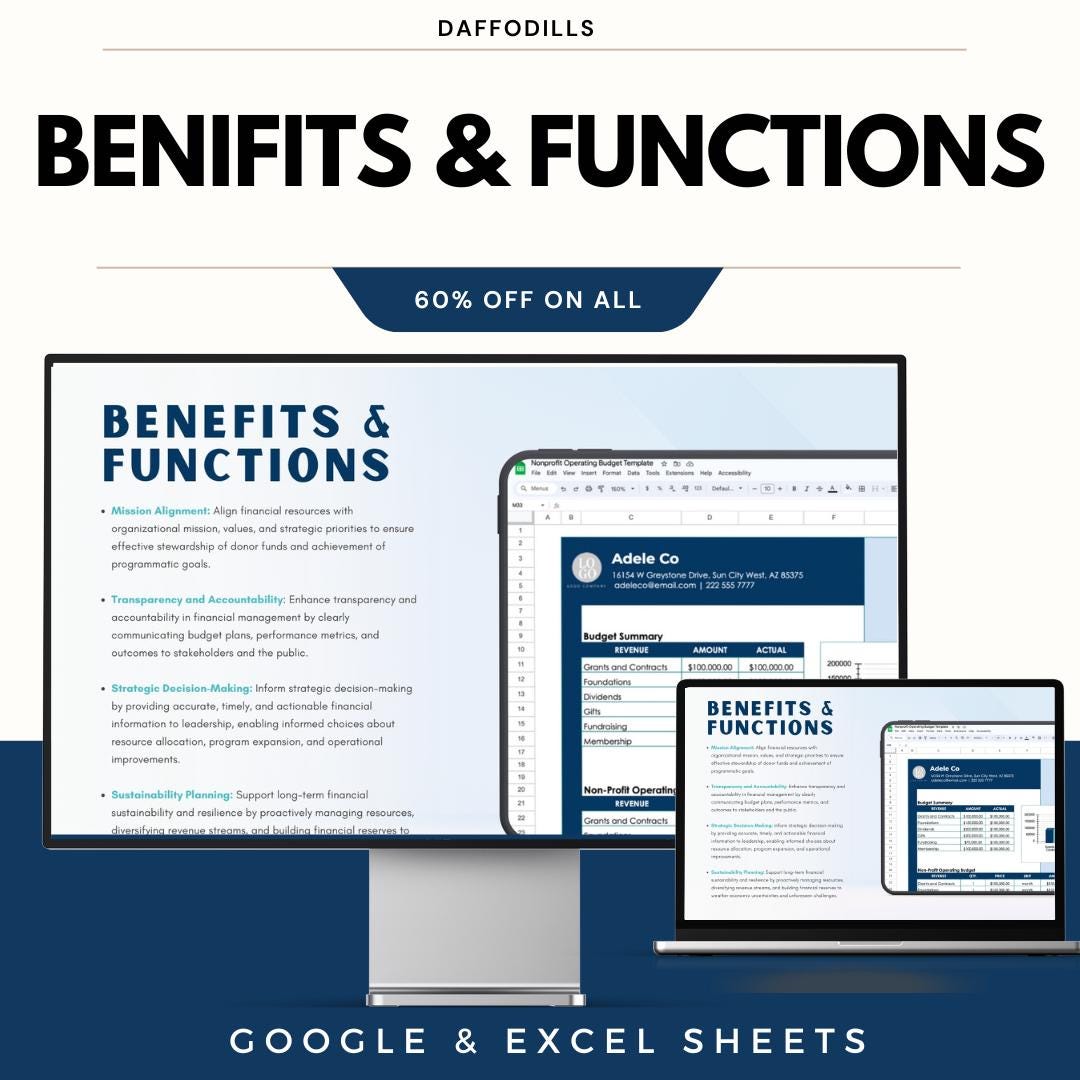 Nonprofit Operating Budget Template | Google Sheets and Excel | Annual ...