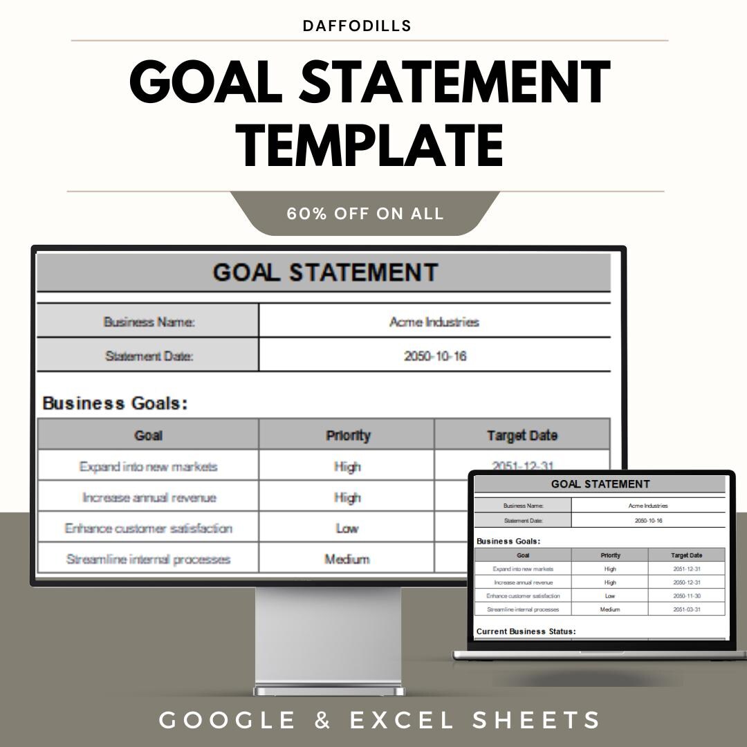 Goal Statement Template | Clear and Concise Goal Setting | Personal and ...