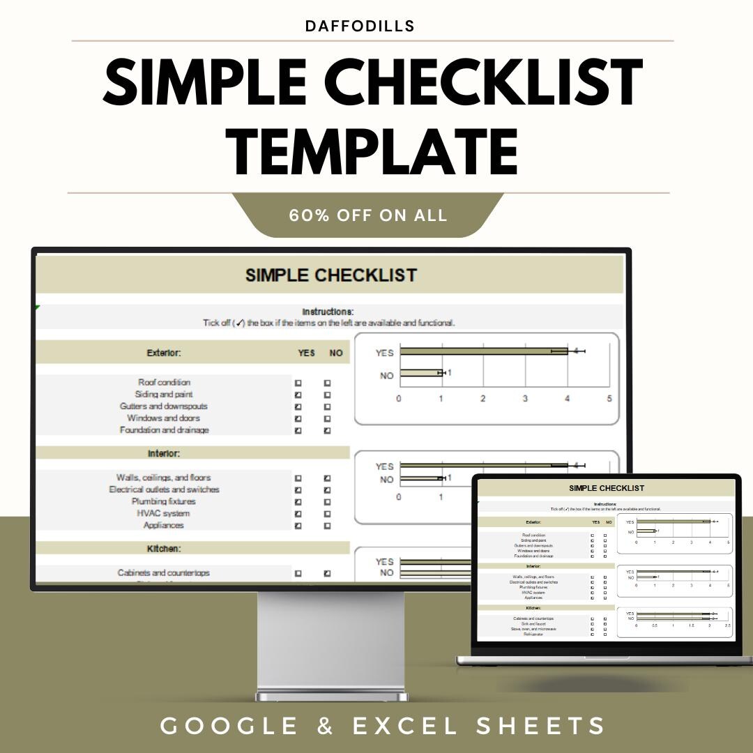 Simple Checklist Template, Google Sheets Checklist, Excel Checklist ...