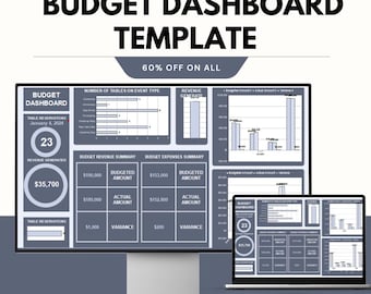 Budget Dashboard Template for Google and Excel | Financial Tracking & Performance Analysis