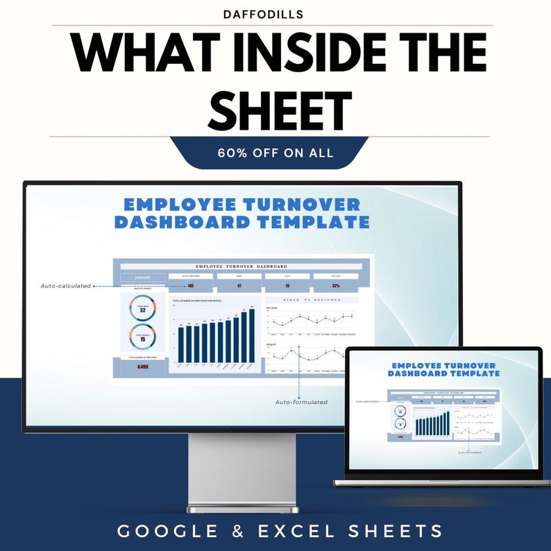 Employee Turnover Dashboard Template | Google & Excel Sheets | 60% OFF ...