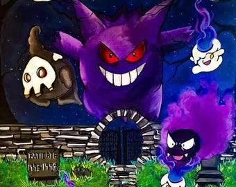Gengarr, Litwiick, Duskuull, and Gaastly Print 8x10