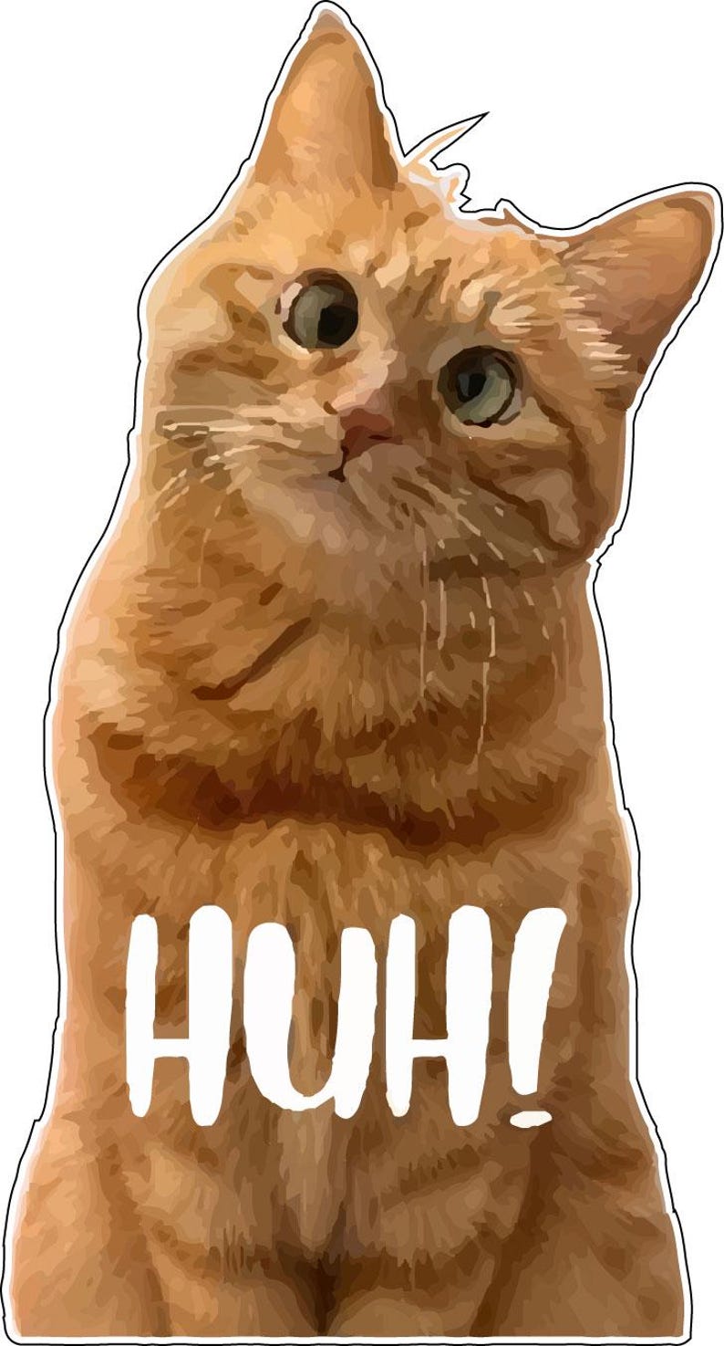 Funny Cross-eyed Cat Huh? Meme Vinyl Sticker / Printed Decal - Etsy